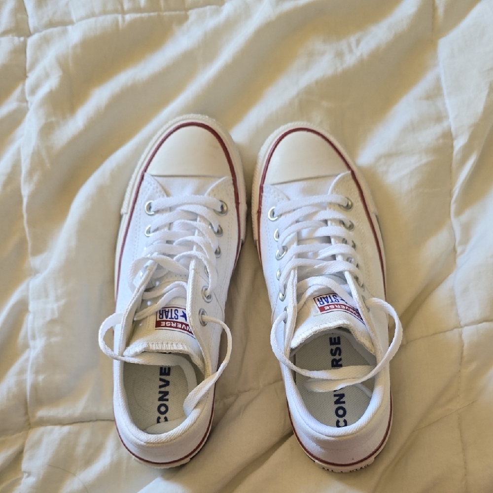 Converse White and Red Low-Top Sneakers